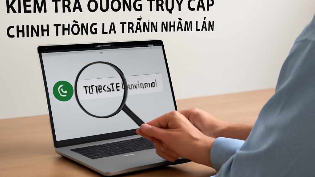 Minh họa: 1) Kiểm tra đường truy cập chính thống và tránh nhầm lẫn